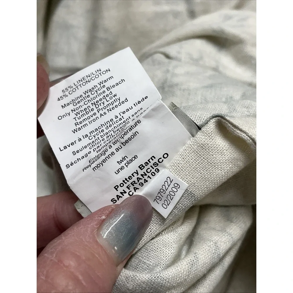 Pottery Barn Matine Toile Green Duvet Cover Set Twin French Country Bed Skirt